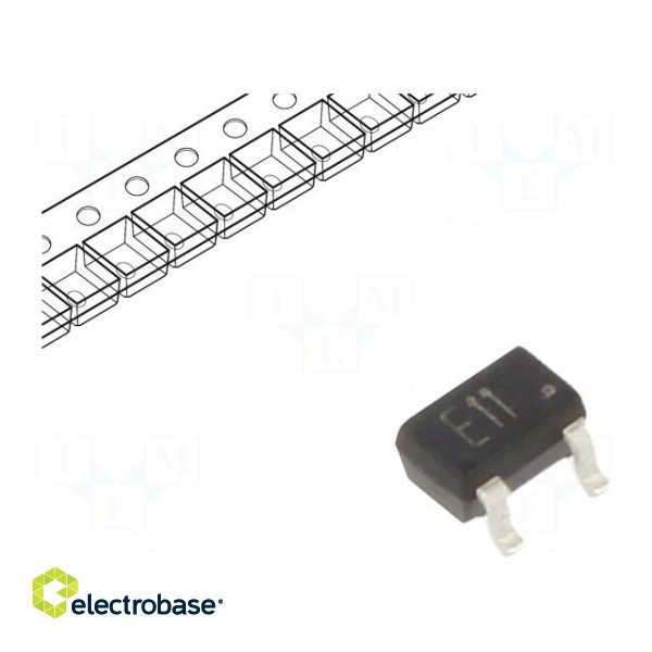 Transistor: PNP | bipolar | BRT | 50V | 0.1A | 0.2W | SOT323 | R1: 1kΩ image 1