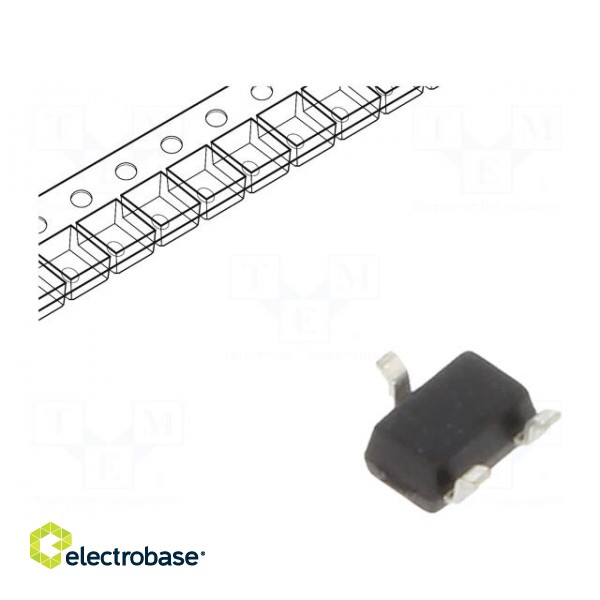 Transistor: PNP | bipolar | BRT | 50V | 0.1A | 0.2W | SOT323 | R1: 1kΩ image 2
