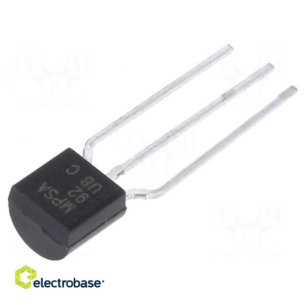 Transistor: PNP | bipolar | 300V | 0.5A | 625mW | TO92 paveikslėlis 1