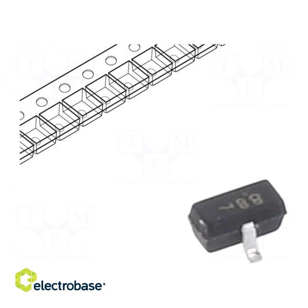 Transistor: NPN | bipolar | BRT | 50V | 0.1A | 0.2W | SC75 | R1: 22kΩ