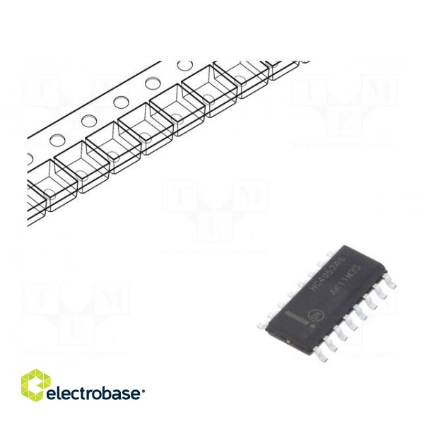 IC: digital | demultiplexer,multiplexer | Ch: 3 | CMOS | SMD | SO16 | HC