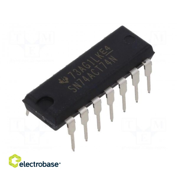 IC: digital | D flip-flop | Ch: 2 | CMOS,TTL | THT | DIP14 | tube | ACT | 20uA