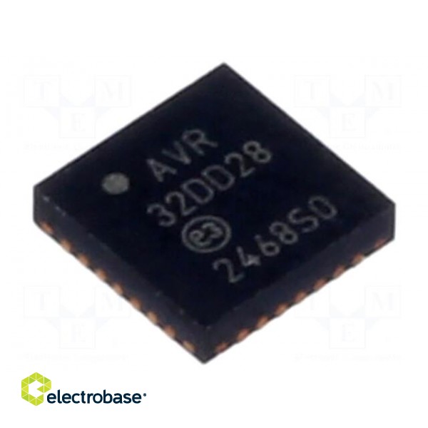 IC: AVR microcontroller | VQFN28 | Ext.inter: 23 | Cmp: 1 | AVR32