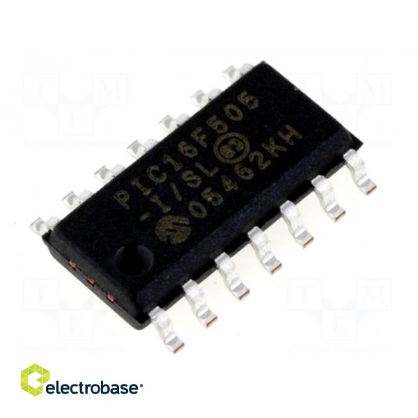 IC: PIC microcontroller | 1.5kB | 20MHz | ICSP | 2÷5.5VDC | SMD | SO14