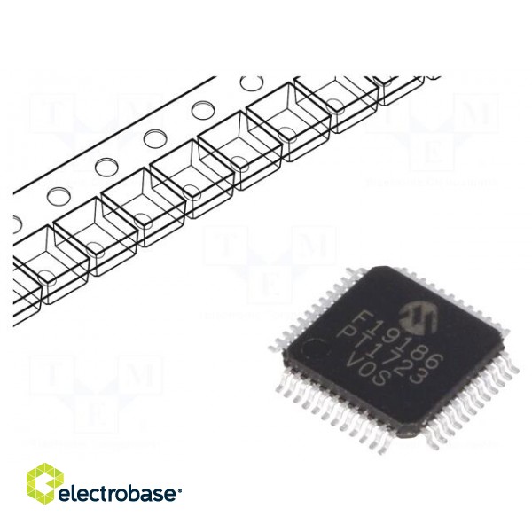 PIC microcontroller | Memory: 28kB | SRAM: 2048B | EEPROM: 256B | SMD