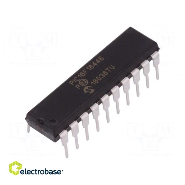 PIC microcontroller | Memory: 28kB | SRAM: 2048B | EEPROM: 256B | THT