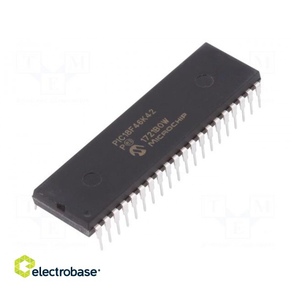 PIC microcontroller | Memory: 64kB | SRAM: 4096B | EEPROM: 1024B | THT
