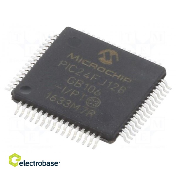 IC: PIC microcontroller | 128kB | 32MHz | 2÷3.6VDC | SMD | TQFP64 | PIC24