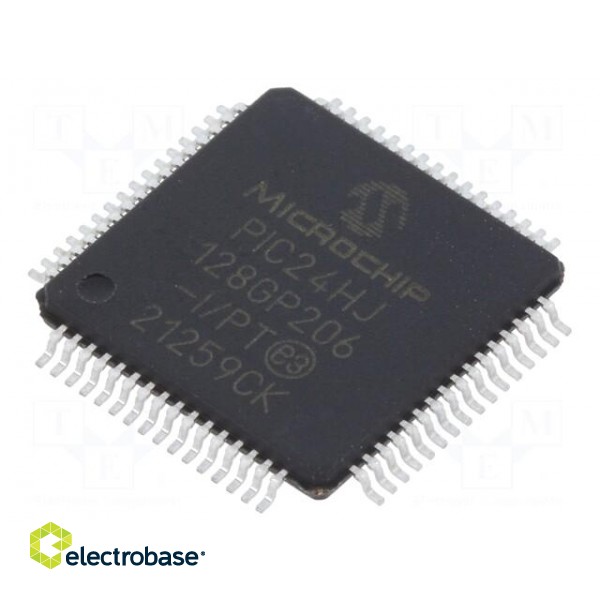 IC: PIC microcontroller | 128kB | SMD | TQFP64 | PIC24 | 8kBSRAM