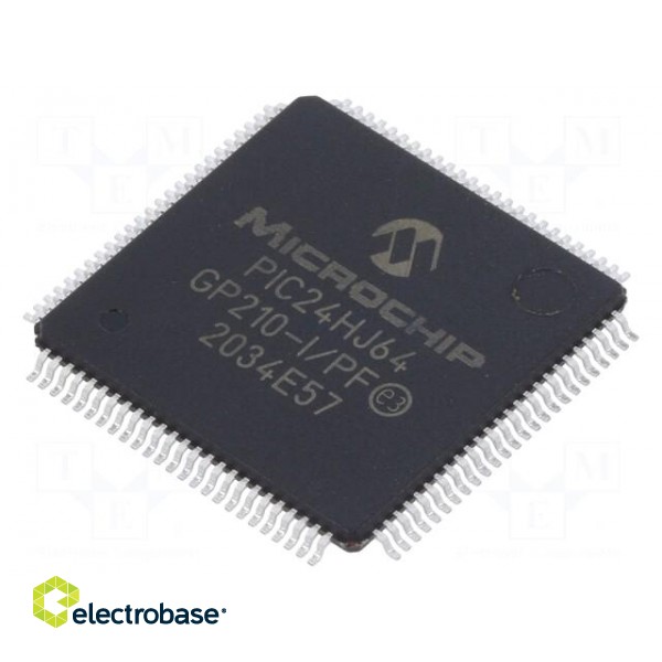 IC: PIC microcontroller | 64kB | SMD | TQFP100 | PIC24 | 8kBSRAM