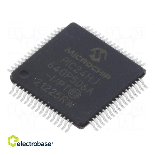 IC: PIC microcontroller | 64kB | SMD | TQFP64 | PIC24 | 8kBSRAM