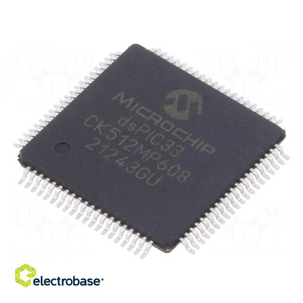 IC: dsPIC microcontroller | 512kB | 64kBSRAM | TQFP80 | DSPIC | 0.5mm