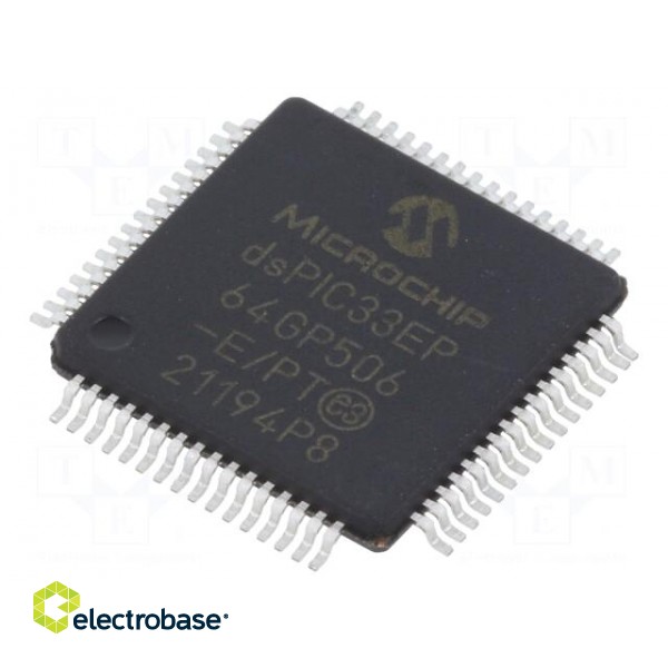 IC: dsPIC microcontroller | 64kB | 8kBSRAM | TQFP64 | DSPIC | 0.5mm