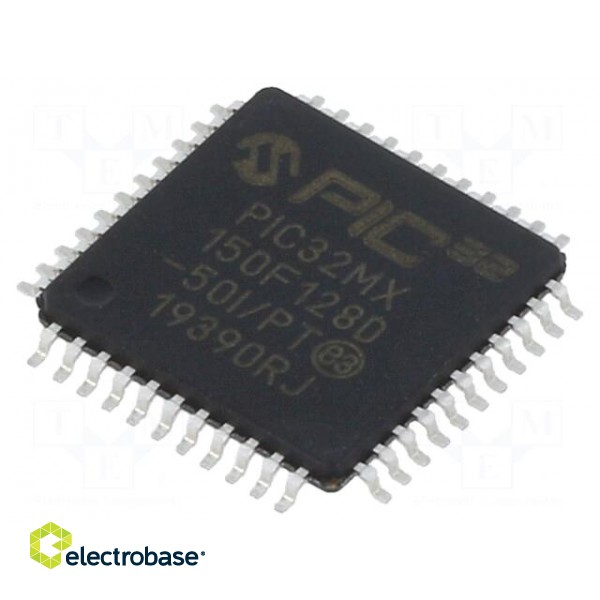 IC: PIC microcontroller | 128kB | 2.3÷3.6VDC | SMD | TQFP44 | PIC32
