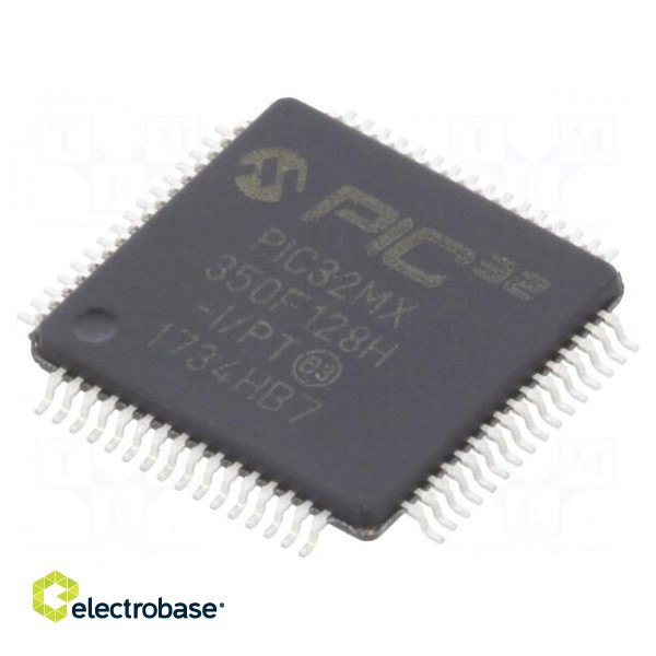 IC: PIC microcontroller | 128kB | 2.3÷3.6VDC | SMD | TQFP64 | PIC32