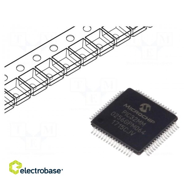 IC: PIC microcontroller | 256kB | 2÷3.6VDC | SMD | TQFP64 | PIC32