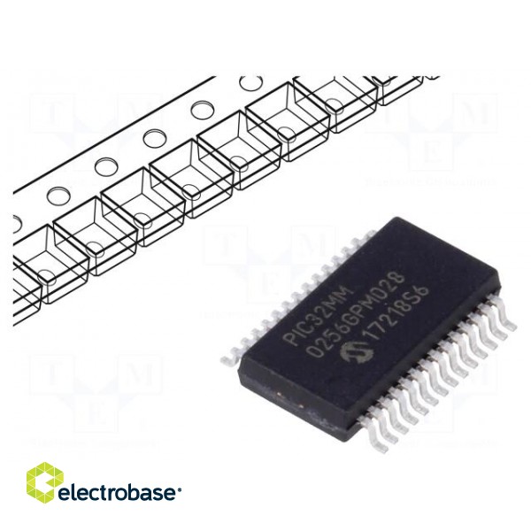 IC: PIC microcontroller | 256kB | 2÷3.6VDC | SMD | SSOP28 | PIC32