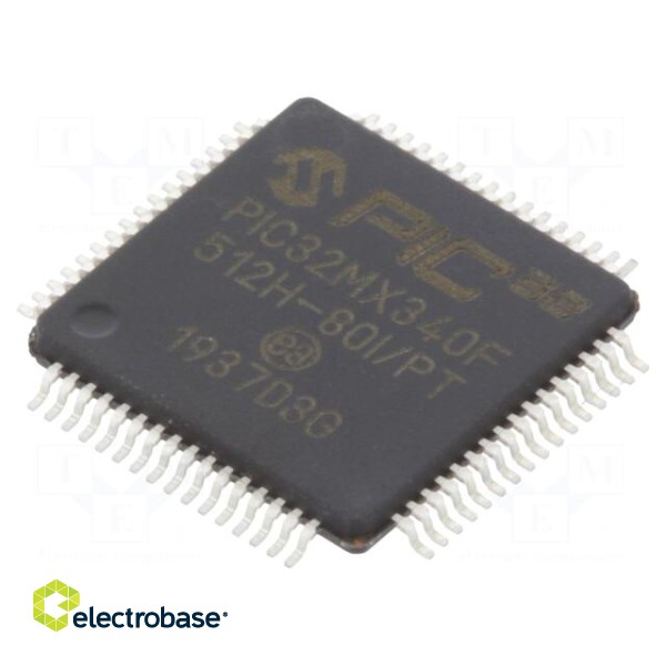 IC: PIC microcontroller | 512kB | 2.3÷3.6VDC | SMD | TQFP64 | PIC32