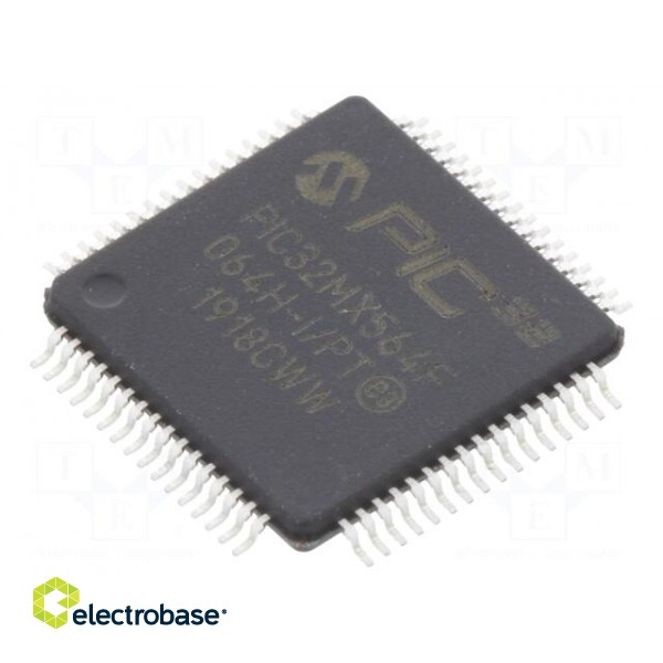 IC: PIC microcontroller | 64kB | 2.3÷3.6VDC | SMD | TQFP64 | PIC32
