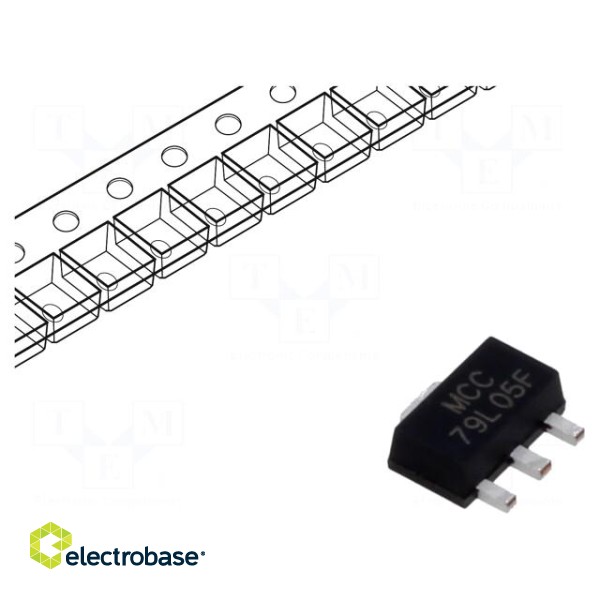 IC: voltage regulator | linear,fixed | -5V | 0.1A | SOT89 | SMD | ±5%