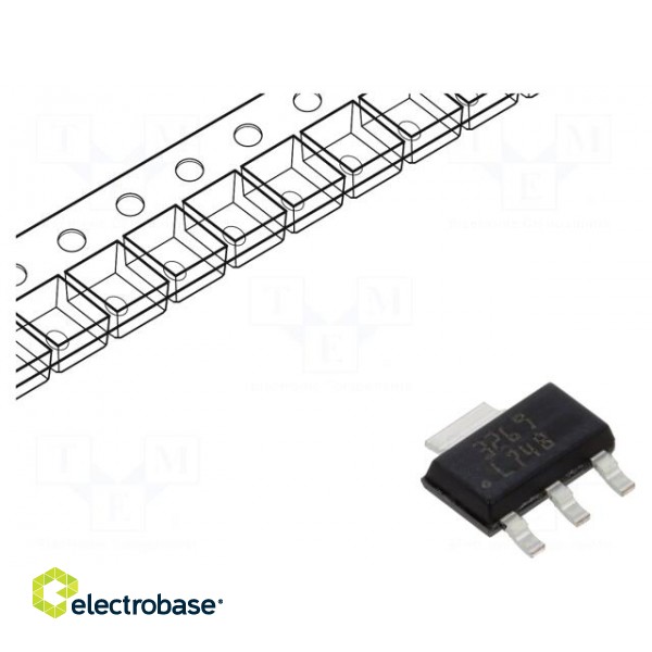 IC: voltage regulator | LDO,fixed | 12V | 0.5A | SOT223 | SMD | reel,tape