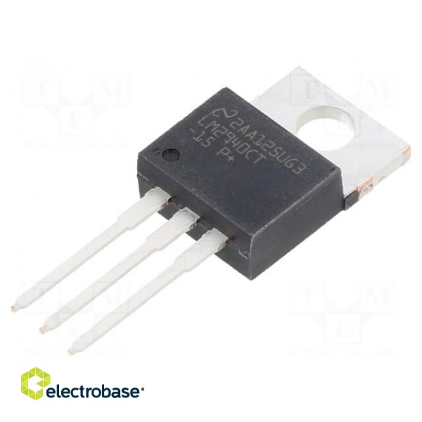 IC: voltage regulator | LDO,fixed | 15V | 1A | TO220-3 | THT | tube | Ch: 1