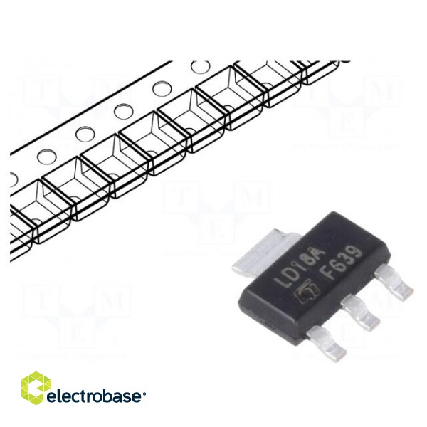 IC: voltage regulator | LDO,linear,fixed | 1.8V | 1A | SOT223 | SMD