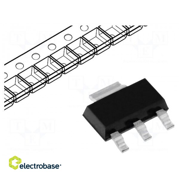 IC: voltage regulator | LDO,linear,fixed | 3.3V | 0.3A | SOT223-3 | SMD