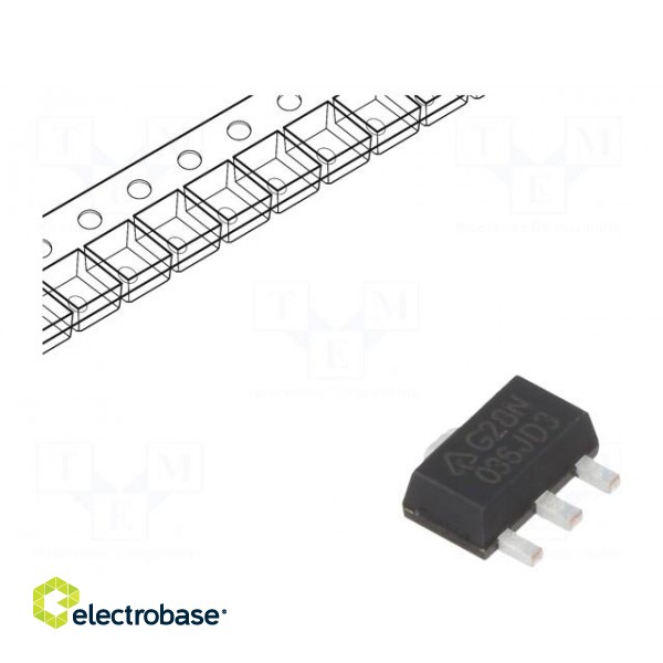 IC: voltage regulator | LDO,linear,fixed | 3.3V | 1.35A | SOT89 | SMD image 1