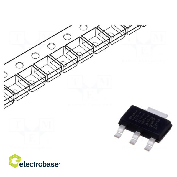 IC: voltage regulator | LDO,linear,fixed | 5V | 0.8A | SOT223 | SMD