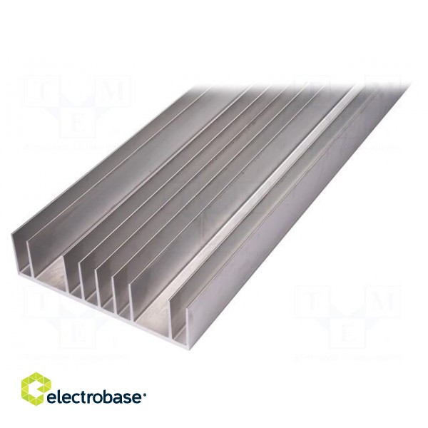 Heatsink: extruded | grilled | natural | L: 1000mm | W: 180mm | H: 48mm
