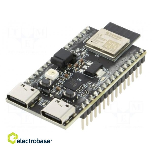 Dev.kit: IoT | ESP32-C6-MINI-1-N4 | pin strips,USB C socket x2