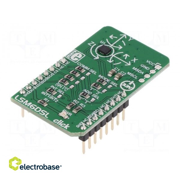 Click board | accelerometer,gyroscope | I2C,SPI | LSM6DS3 | 3.3VDC