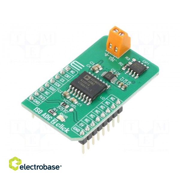 Click board | A/D converter | GPIO,SPI | AD7091R,AD8616,ADuM5401