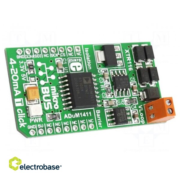 Click board | converter | 2-wire 4-20mA loop,SPI | ADuM1411