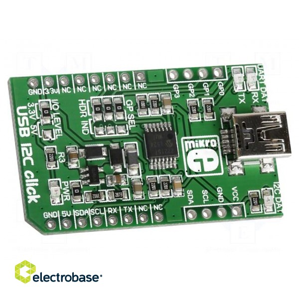 Click board | converter | GPIO,I2C,USB | MCP2221 | 3.3/5VDC
