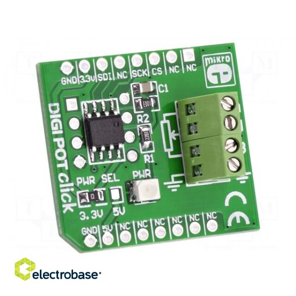 Click board | prototype board | Comp: MCP4161 | 3.3VDC,5VDC