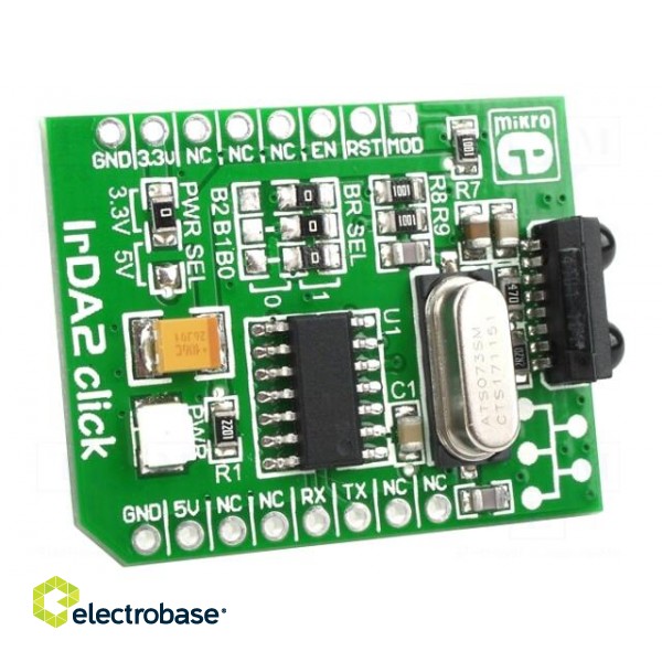 Click board | IR transmitter,IR receiver | IrDA,UART | 3.3/5VDC