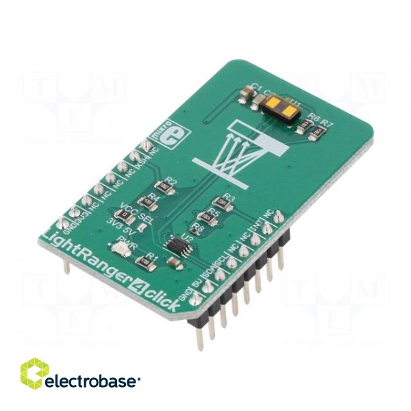 Click board | reflective photointerrupter | I2C | VL53L1X | 3.3VDC