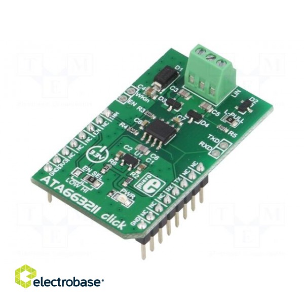 Click board | transceiver | CAN,LIN,UART | ATA663211 | 3.3VDC image 1