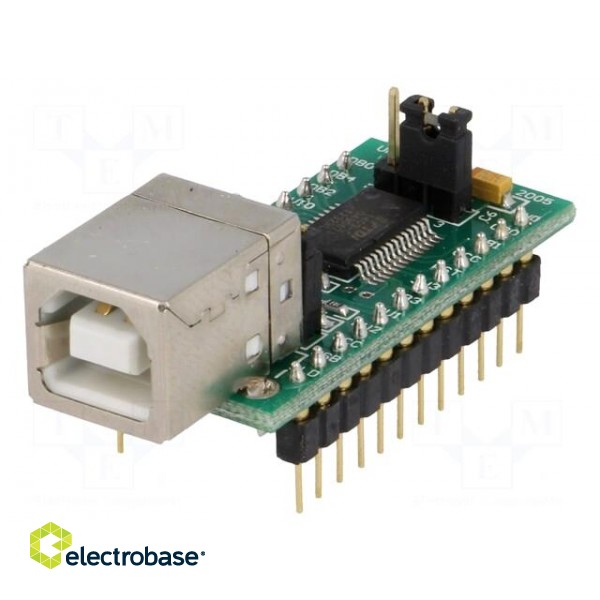 Module: USB | UART | USB B,pin strips | -40÷85°C | 3.3÷5.25VDC фото 1