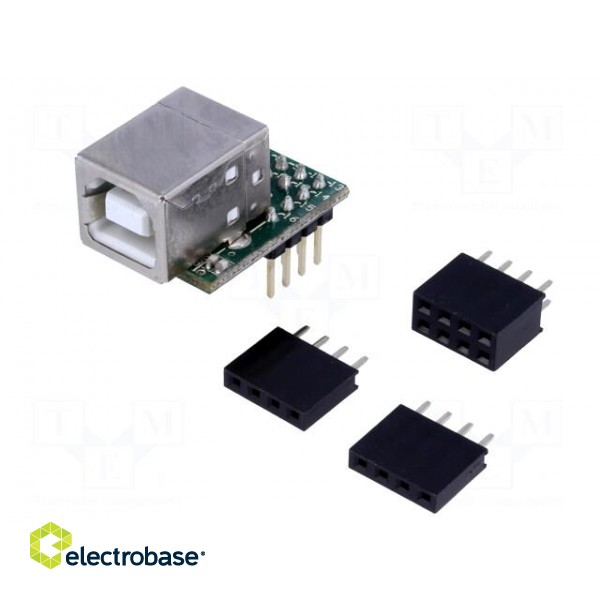 Module: USB | UART | -40÷85°C | 3.3÷5.25VDC | pin strips,USB B image 1