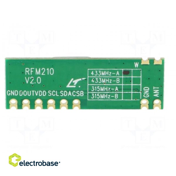 Module: RF | FM receiver | OOK | 433.92MHz | -108dBm | 1.8÷3.6VDC | SMD image 7