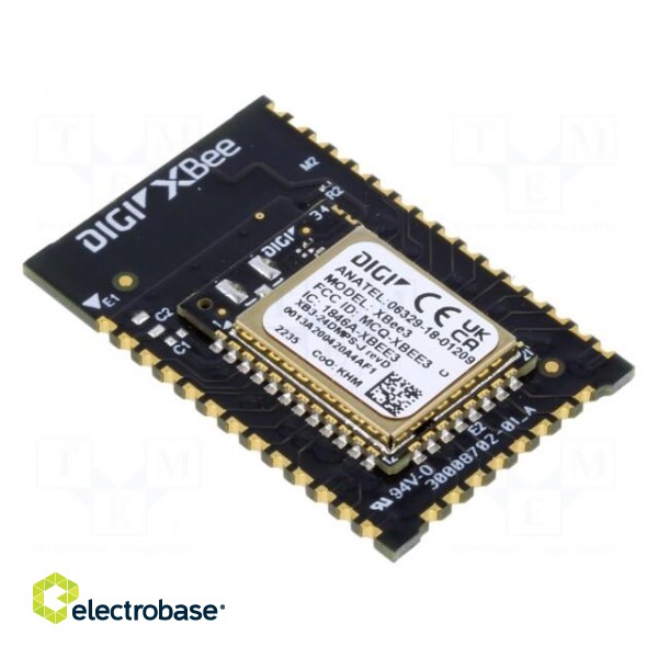 Module: RF | PCB | XBee | 2.4GHz | I2C,SPI,UART | -103dBm | 8dBm | SMD