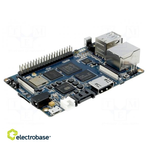 Oneboard computer | RAM: 2GB | A83T ARM Octa-Core | 92x60mm | 5VDC image 1