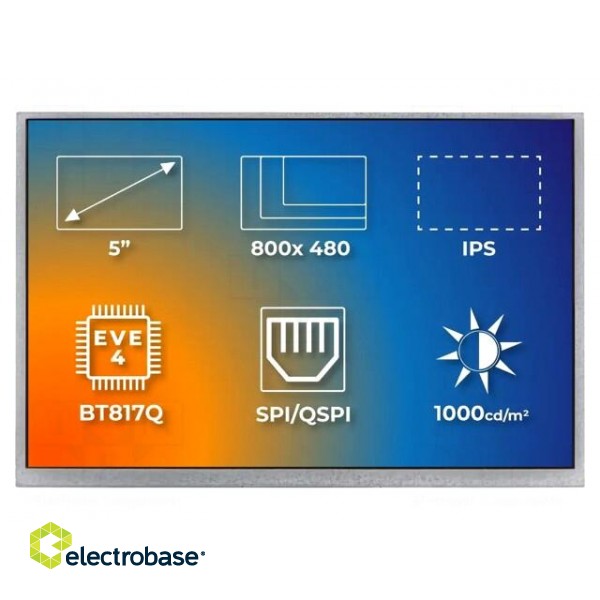 Display: TFT | 5" | 800x480 | Illumin: LED | Dim: 120.7x75.8x7.87mm | RGB