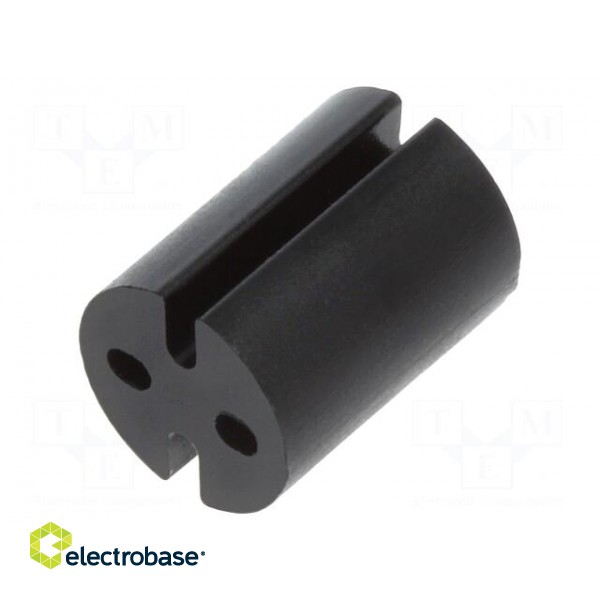 Spacer sleeve | LED | Øout: 4.8mm | ØLED: 3mm | L: 6.4mm | black | UL94HB