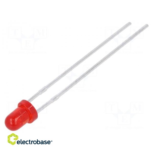 LED | 3mm | red | 1÷3mcd | 60° | Front: convex | 2.25÷2.5V | No.of term: 2