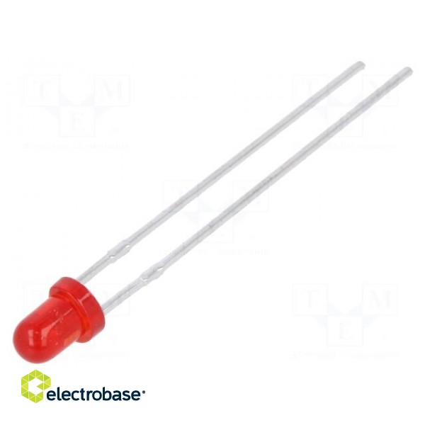 LED | 3mm | red | 1÷3mcd | 60° | Front: convex | 2.25÷2.5VDC | No.of term: 2