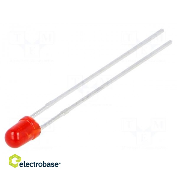 LED | 3mm | red | 2÷4mcd | 60° | Front: convex | No.of term: 2